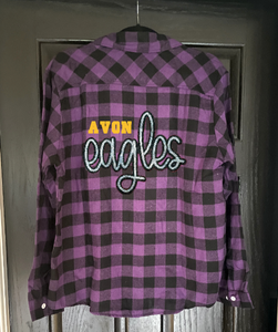 Eagles Script Patch Buffalo Plaid Button Up