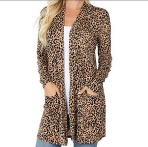 Drapey Long Sleeve Leopard Cardigan