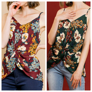 Floral Tie Front Tank Top