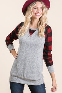 Buffalo Plaid Raglan Top