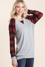 Load image into Gallery viewer, Buffalo Plaid Raglan Top