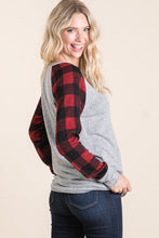 Load image into Gallery viewer, Buffalo Plaid Raglan Top