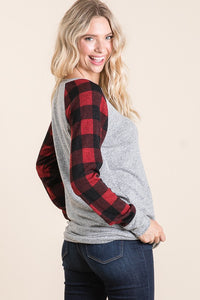 Buffalo Plaid Raglan Top