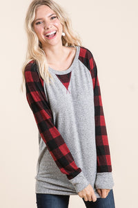 Buffalo Plaid Raglan Top