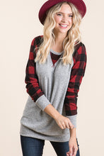 Load image into Gallery viewer, Buffalo Plaid Raglan Top