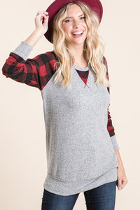 Buffalo Plaid Raglan Top