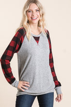 Load image into Gallery viewer, Buffalo Plaid Raglan Top