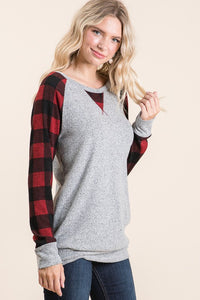 Buffalo Plaid Raglan Top