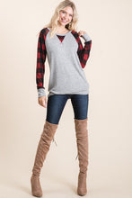 Load image into Gallery viewer, Buffalo Plaid Raglan Top