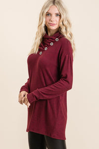 Burgundy Button Long Sleeve