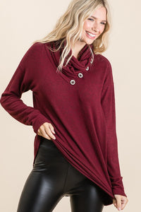 Burgundy Button Long Sleeve