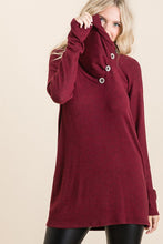 Load image into Gallery viewer, Burgundy Button Long Sleeve