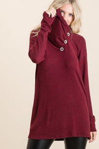 Burgundy Button Long Sleeve