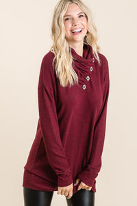 Burgundy Button Long Sleeve