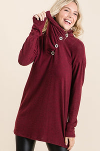 Burgundy Button Long Sleeve