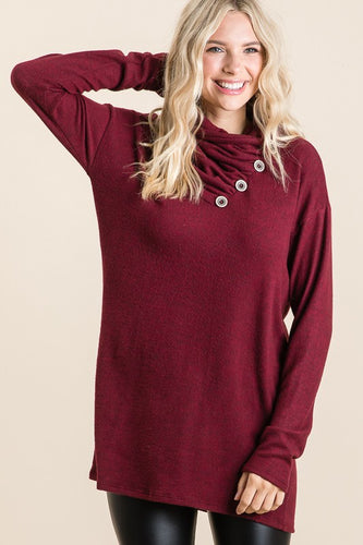 Burgundy Button Long Sleeve