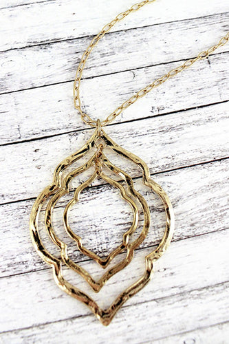 Crave Goldtone Triple Moroccan Pendant Necklace