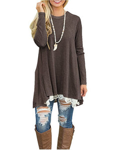 Lace Hem Long Sleeve Tunic