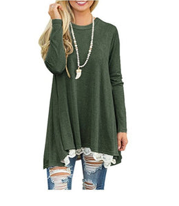 Lace Hem Long Sleeve Tunic