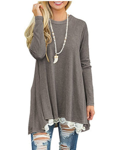 Lace Hem Long Sleeve Tunic