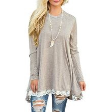 Load image into Gallery viewer, Lace Hem Long Sleeve Tunic