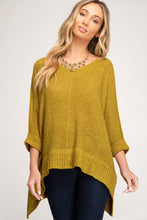 Load image into Gallery viewer, 3/4 Sleeve Hi-Low Sweater with Folded Cuffs