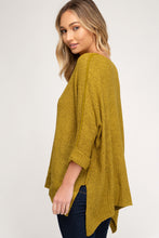 Load image into Gallery viewer, 3/4 Sleeve Hi-Low Sweater with Folded Cuffs