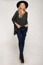 Load image into Gallery viewer, 3/4 Sleeve Hi-Low Sweater with Folded Cuffs