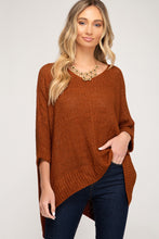 Load image into Gallery viewer, 3/4 Sleeve Hi-Low Sweater with Folded Cuffs