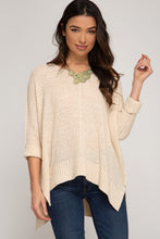 Load image into Gallery viewer, 3/4 Sleeve Hi-Low Sweater with Folded Cuffs