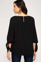 Load image into Gallery viewer, 3/4 Tie Sleeve Woven Top