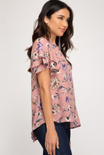 Load image into Gallery viewer, Layered Floral Flutter Sleeve Top