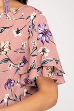 Load image into Gallery viewer, Layered Floral Flutter Sleeve Top