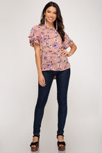 Load image into Gallery viewer, Layered Floral Flutter Sleeve Top