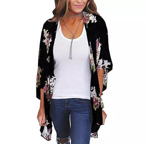 Floral Chiffon Kimono Cardigan