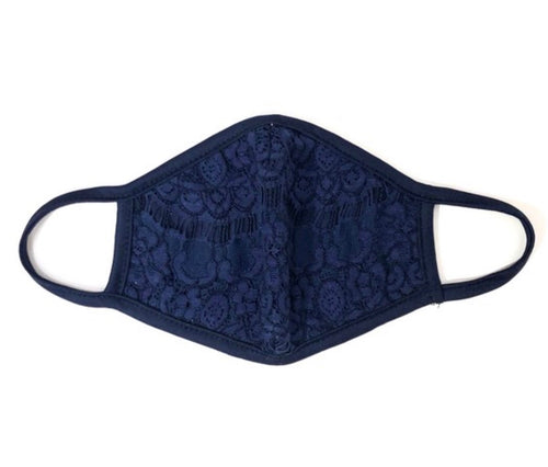 ADULT Lace Face Mask - Navy