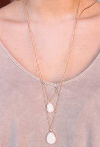 Thalia Double Layer Druzy Necklace-White Opal