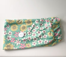 Load image into Gallery viewer, Mint Floral Button Headband