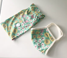 Load image into Gallery viewer, ADULT Mint Floral Mask (Pocket for Filter)