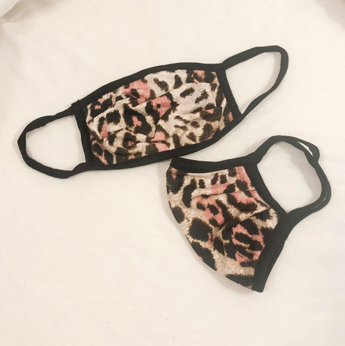 ADULT Pink/Black Leopard Face Mask