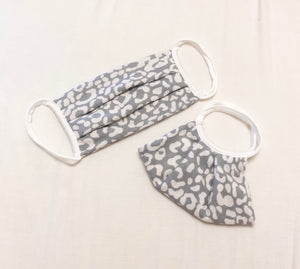 ADULT White/Gray Leopard Face Mask