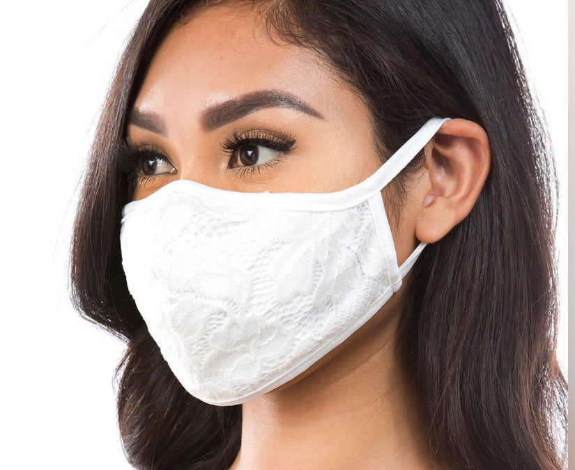 ADULT Lace Face Mask - White