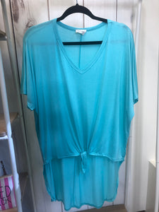 Aqua High Low Tie Top