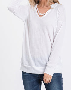 Long Sleeve Criss Cross V-Neck