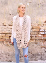 Load image into Gallery viewer, Beige Conner Crocheted Open Weave Infinity