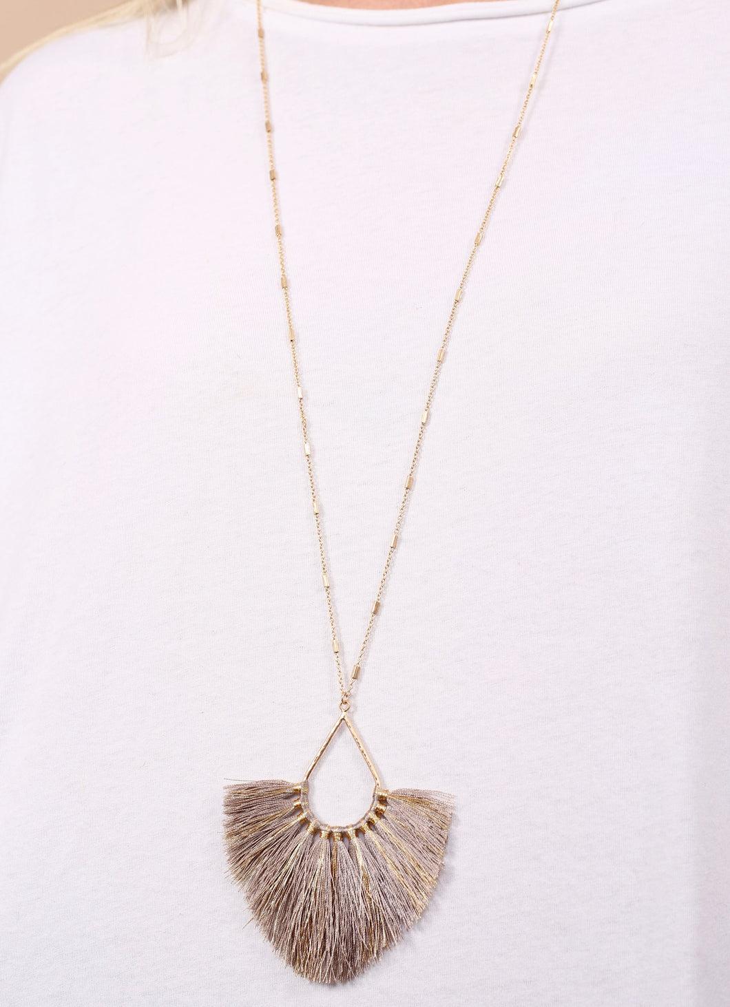 Hargreeves Thread Tassel Necklace with Gold Accents