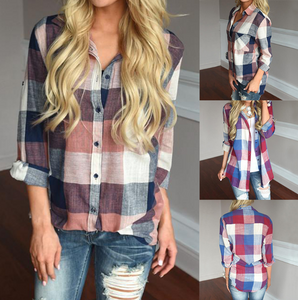 Plaid Print Stripe Long Sleeve Button-Up