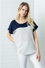 Load image into Gallery viewer, Navy Polka Dot Top