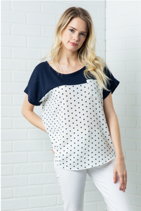 Navy Polka Dot Top