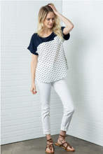 Load image into Gallery viewer, Navy Polka Dot Top